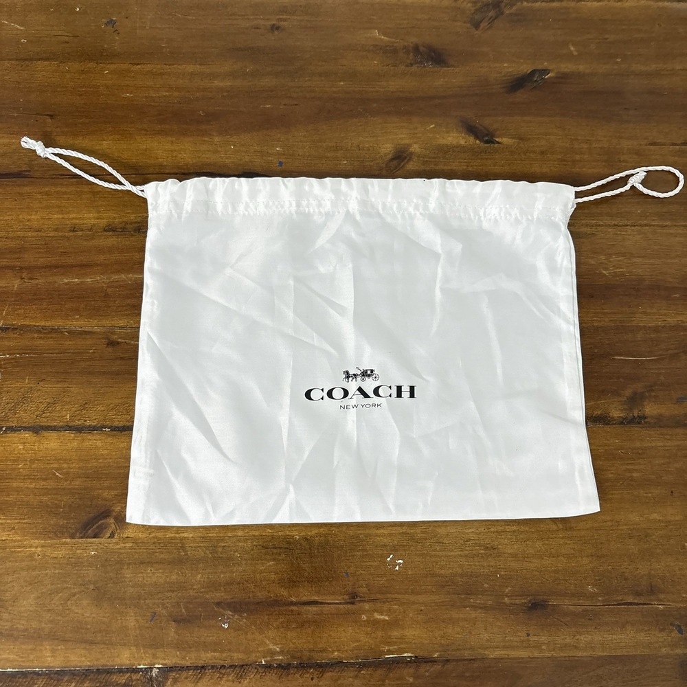 Authentic Coach New York Satin Drawstring Dust Bag White Medium ~12x9.5